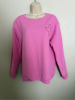 Hanes Pink Crewneck Sweatshirt with Texas Chest Stitch Detail